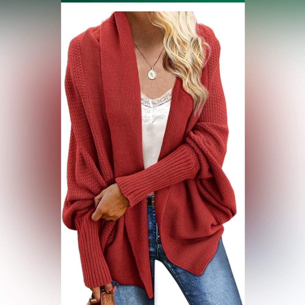 Women's Kimono Batwing Cable Knitted Slouchy Oversized Wrap Cardigan Sweater